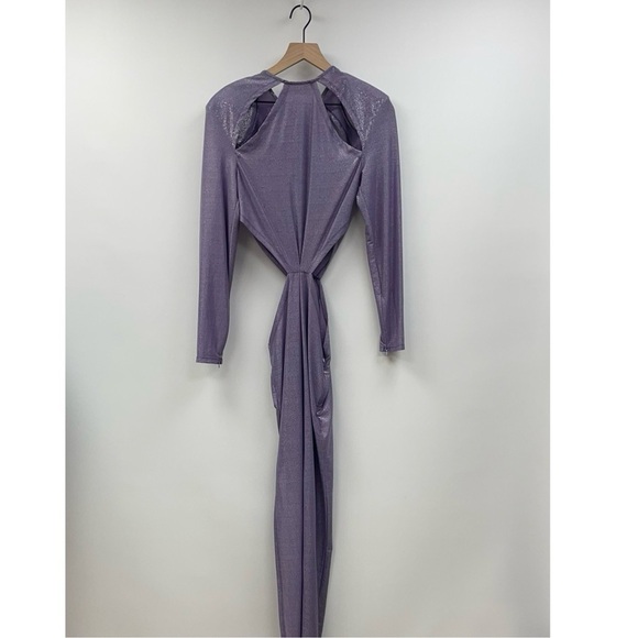 Bronx and Banco Amara Cut-Out Slit Gown Maxi Dress Formal Metallic Purple 12 - Picture 13 of 14